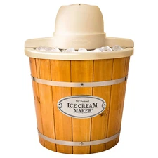 Vintage Collection Ice Cream Maker, 4 Qt, Aluminum/Plastic, Easy Clean Up, Brown