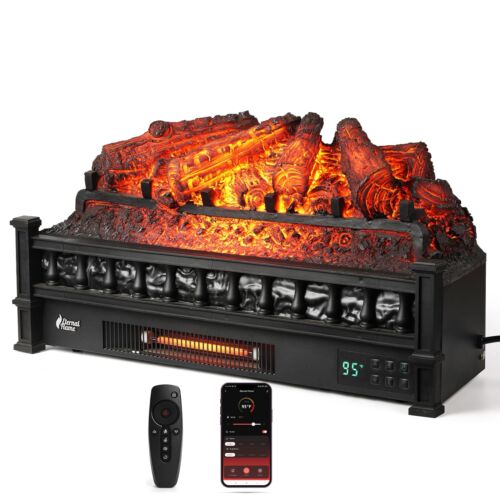 Eternal Flame 26 in. WiFi Infrared Quartz Electric Fireplace Log Heater with ...