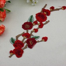Flower Plum Blossom Iron Sew On Patch Applique Sewing Dress Repair Embroidery