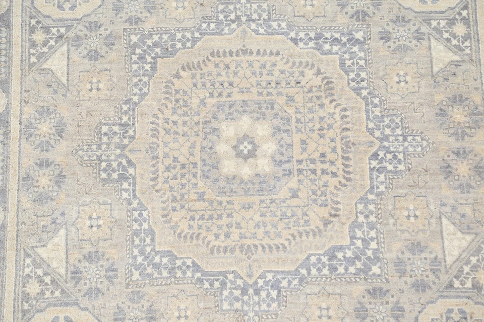 Vegetable Dye Geometric Khotan Oriental Area Rug 5x8 Hand-knotted Carpet - Image 4 of 4