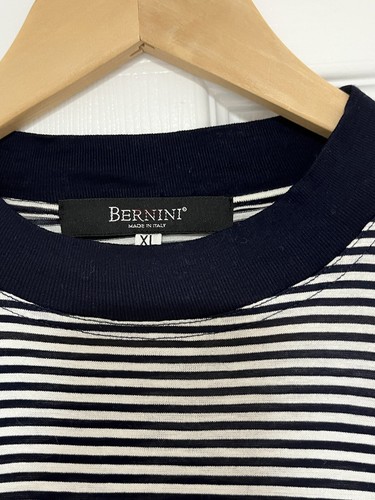VINTAGE Bernini Shirt Mens Extra Large Black White Stripe Grunge Made in Italy - Picture 2 of 3