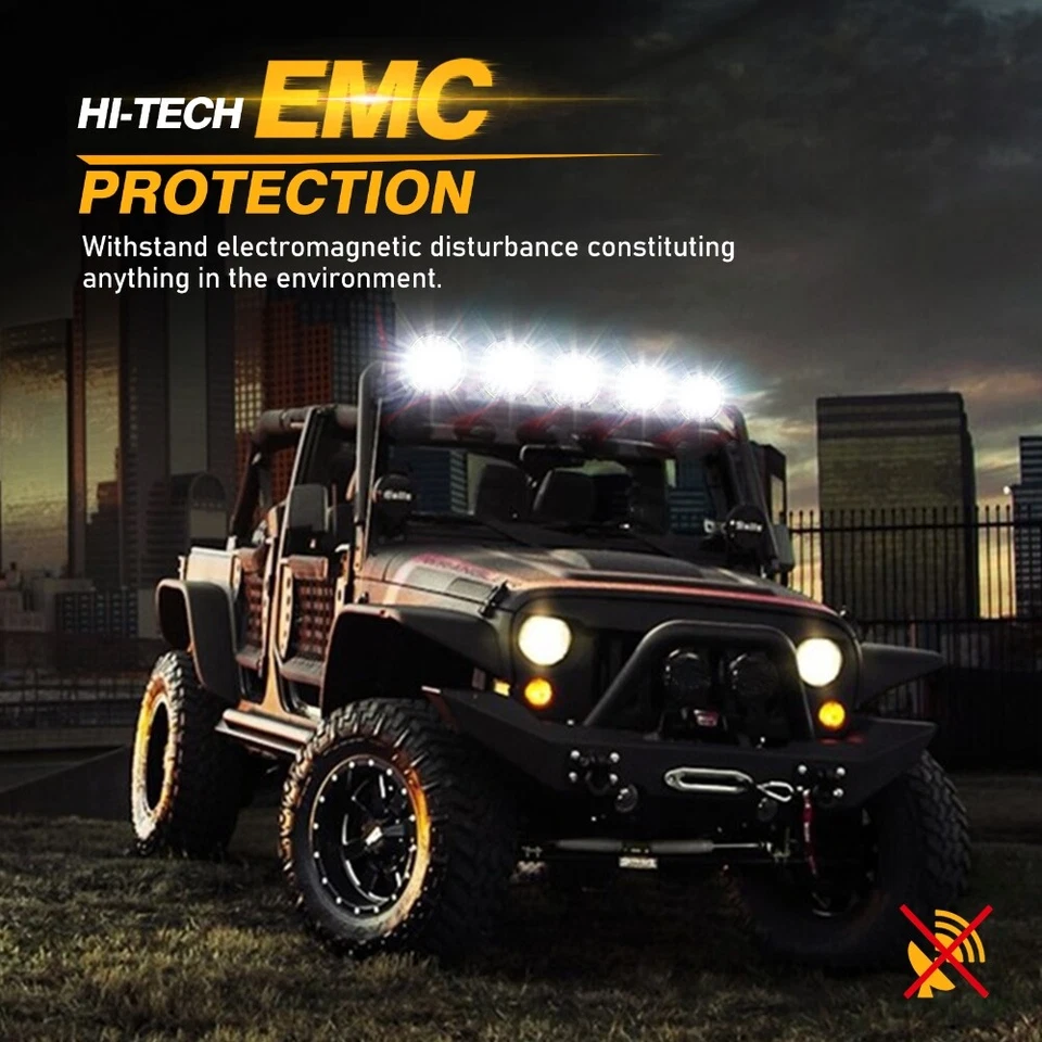 AUXBEAM 9" Redondo LED Luz de Trabajo Spot Pods y Cubierta Negra para Jeep Wrangler JL JT Foto 2 de 4