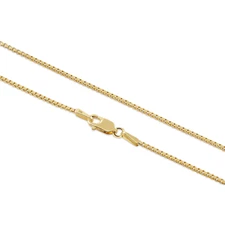 10K Real Solid Yellow Gold 1mm Thin Dainty Box Chain Italian Necklace 16"-18"