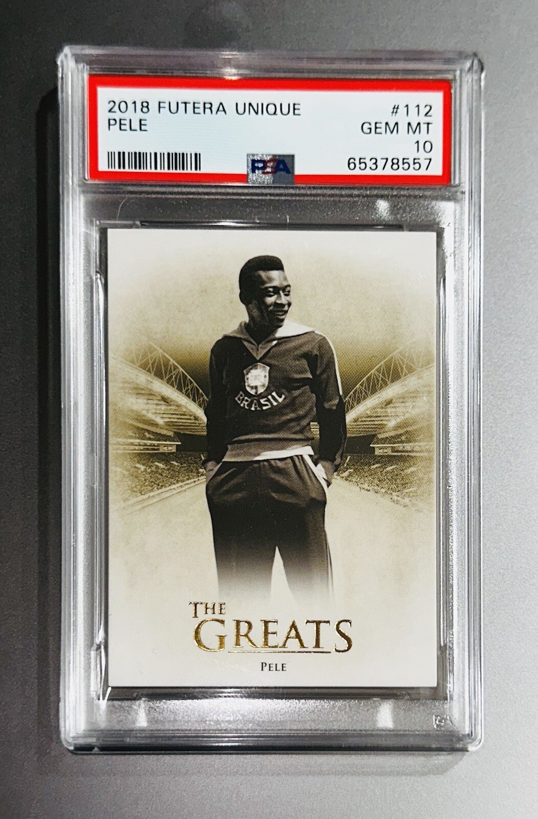 Pop 1/1!?2018 PELE FUTERA UNIQUE GOLD FOIL #112 PSA 10 ?ONLY 1 