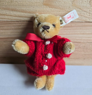 RARE 1997 Steiff FAO Christmas Mohair Teddy Bear Red Knit PJs 652196