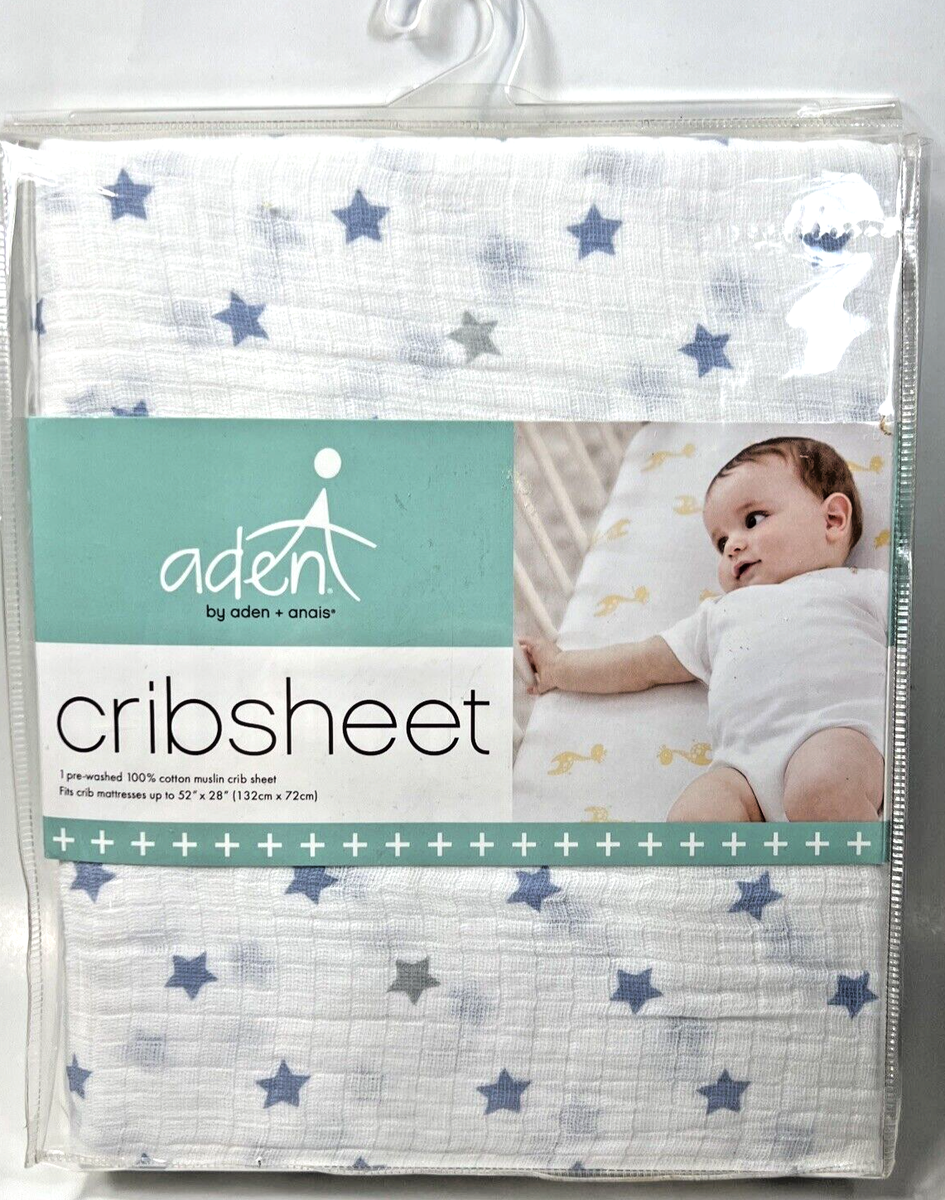 Aden Anais Fitted Crib Sheet Cotton Muslin Dashing Blue Gray