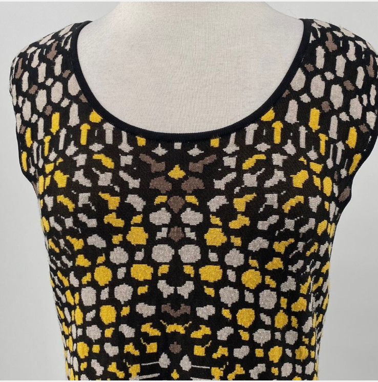 intarsia knit sweater dress Vintage 80's Krizia Black Panthers Intarsia Knit Dress