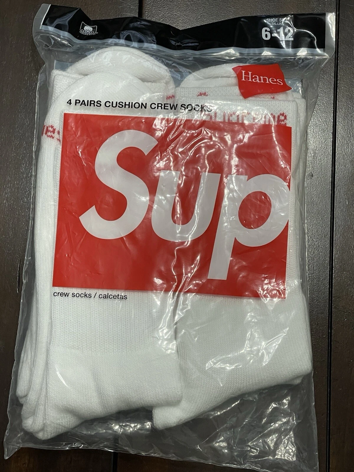 Lot de 4 chaussettes d'équipage blanches Supreme Hanes