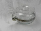 Pyrex Flameware Teapot & Lid Set Vintage 6 Cup Clear Handled Cook MCM Glassware