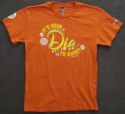 H-E-B It's Your Dia To Guac T-Shirt Men Sz M Orange Day of the Dead Sugar Skull