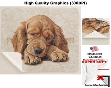 Cocker Spaniel Dog Breed Sleeping Puppy Art Sherpa Fleece Throw Blanket