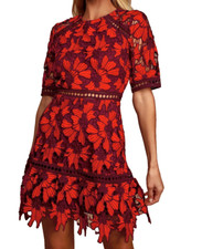 Lulu's Love Me Forever Red and Burgundy Crochet Lace Dress Small