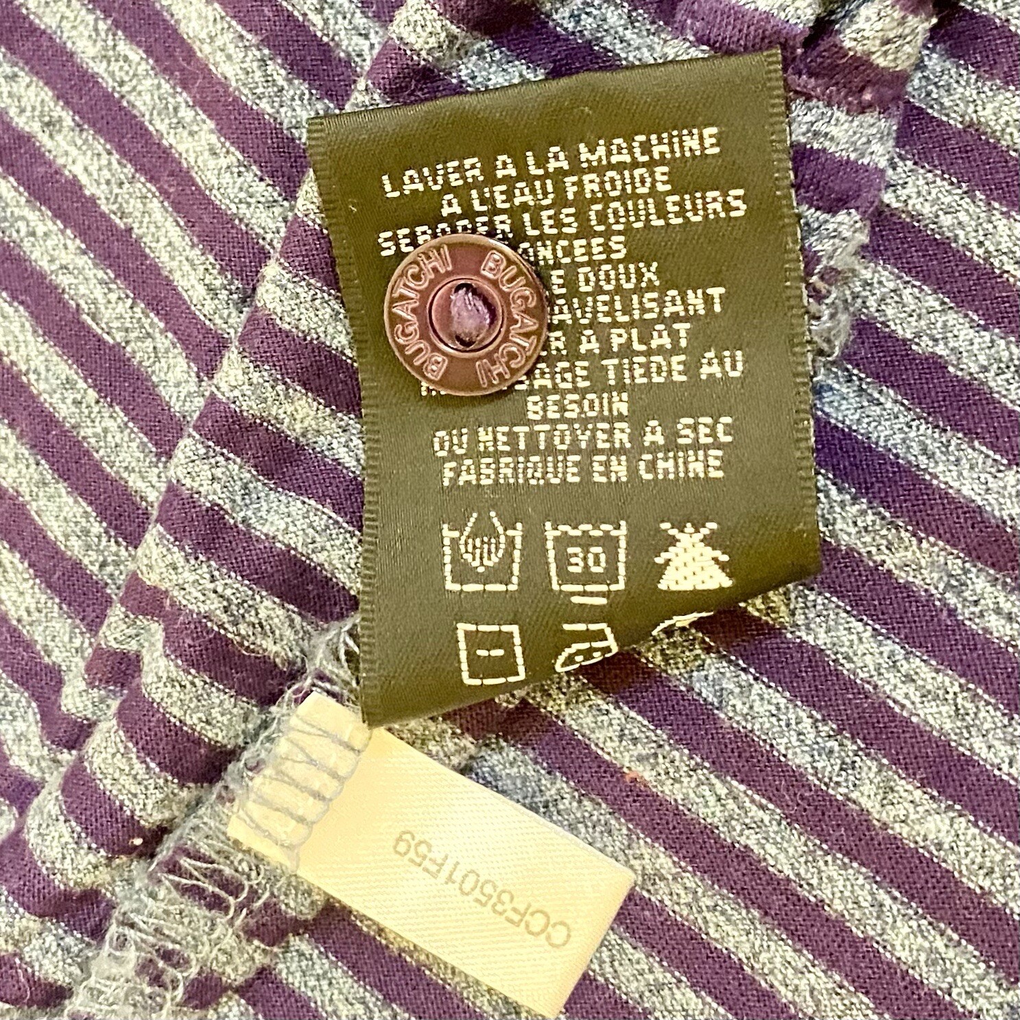 Bugatchi Performance Tech Purple Gray Stripe Polo… - image 8