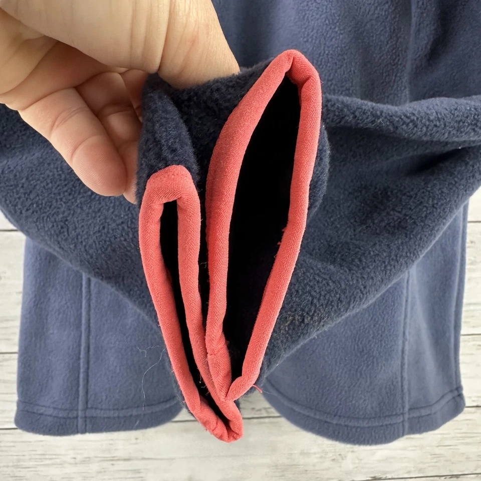 Pulôver feminino Columbia grande lã azul 1/4 botão de pressão externo - Imagem 4 de 4