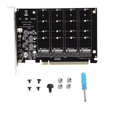 M.2 NVME SSD To PCIE X16 Adapter 4 Port Expansion Card Part Full Speed 4x32Gbps