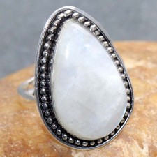 Rainbow Moonstone 925 Silver Plated Ring US 8.5 Traditional Jewelry Design MJ