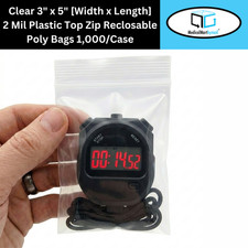 1000 3" x 5" Clear Reclosable Zip Seal Bags Plastic 2 Mil Lock Jewelry Zipper