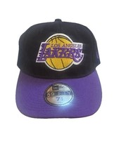 New Era Los Angeles Lakers Basketball Cap Hat - Black Purple Gold Logo 7 1/4