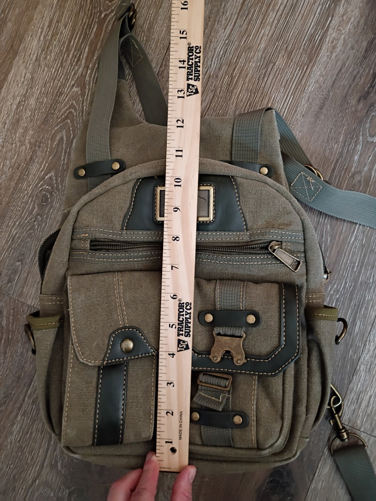 Triple Tree green Canvas Backpack - image 9