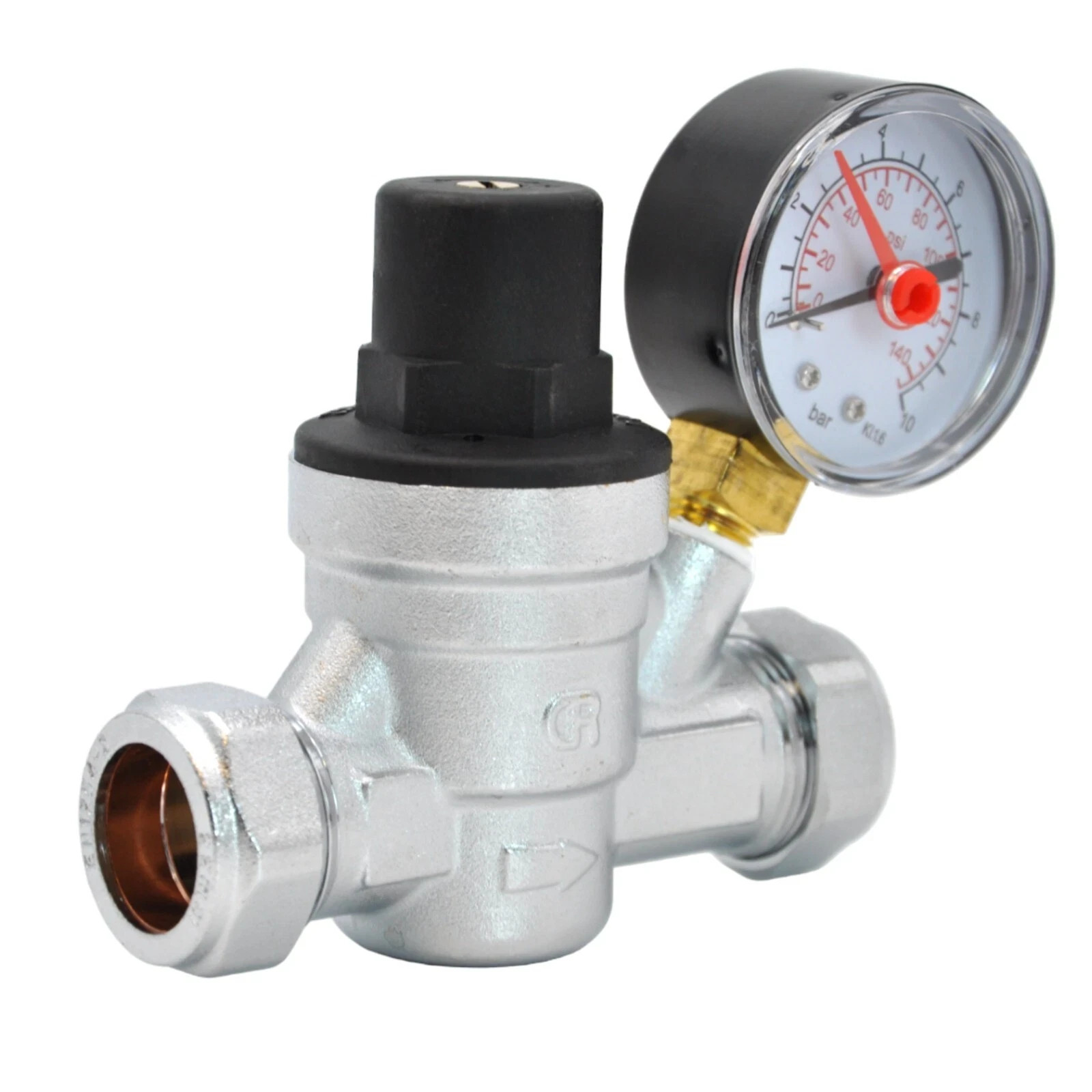 WATER PRESSURE REDUCING VALVE WITH GAUGE 15MM & 22MM FITTING REGULATING PRV