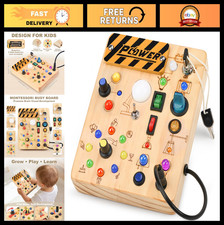 LED Busy Board for Toddlers - Montessori Sensory Toy, 10 Switches  19 Lights, F