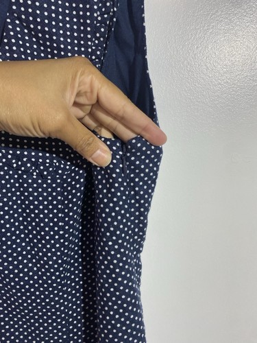 Abito Caroline Constas 10 blu a pois lino mini retrò femminile preppy - Foto 5 di 13