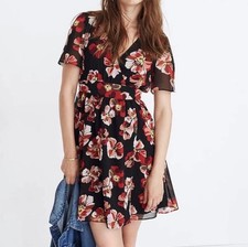 MADEWELL Tulip-Sleeve Mini Dress in French Rose Size 2 j9078