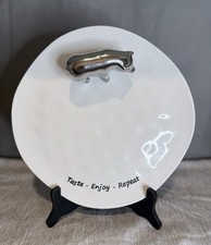 Kitschy Pampa Bay - Taste, Enjoy, Repeat 10” porcelain Dish w/ Silver Farm Pig