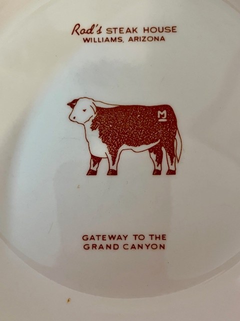 Vtg  Rod's Steak House Syracuse China Bowl Williams AZ Route 66 Steer Western
