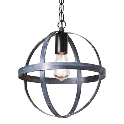 12'' OVAL STRAP SPHERE PENDANT - 3D Black Powder Coated Finish & White Wash USA