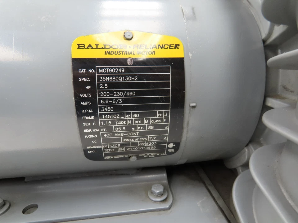 Spencer VB-019B-011 Regenerative Blower 2.5Hp 460V 160CFM 1-1/2" NPT Reversible - Image 3 of 4