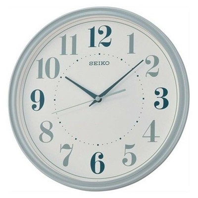 Seiko Dekorateur mit blauen Zahlen mattgrau Wanduhr | Quarzwerk