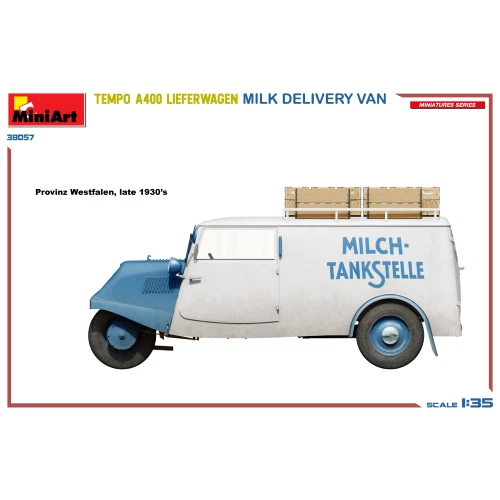 TEMPO A400 LIEFERWAGEN MILK DELIVERY VAN KIT 1:35 Miniart Kit Auto Modellino Nuo - Immagine 2 di 4