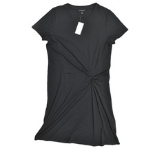 NEW Banana Republic NWT Black Short Sleeve Twist Front Sheath Knit Mini Dress XS