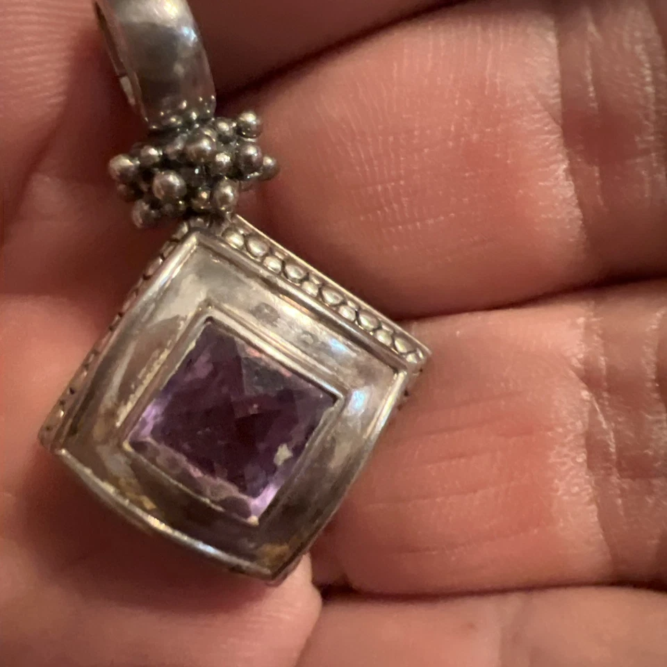 Colgante potenciador de plata esterlina caviar amatista vintage MICHAEL DAWKINS Foto 4 de 4