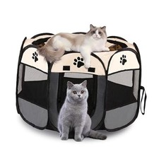 Cat Playpen, Pet Playpen Indoor, Portable Kitten Playpen, Pop Up Small-grey