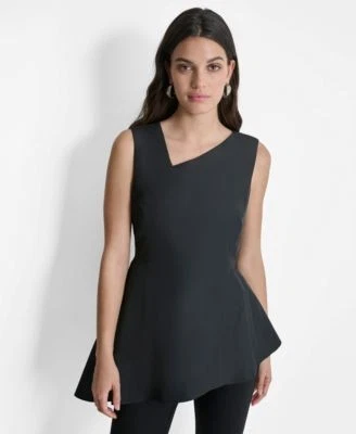 DKNY Womens Asymmetrical Peplum-He Black M 755403002587 M RT $89.0
