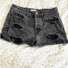 Forever 21 Black Distressed Denim Shorts Women s Size 26