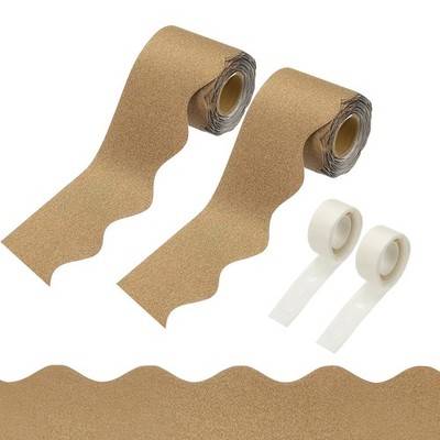 2 Rolls Glitter Bulletin Board Borders, 65.6ft Brown Border