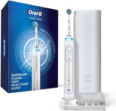 Oral-B Smart 5000 Rechargeable Electric Powered Toothbrush, Black with Travel