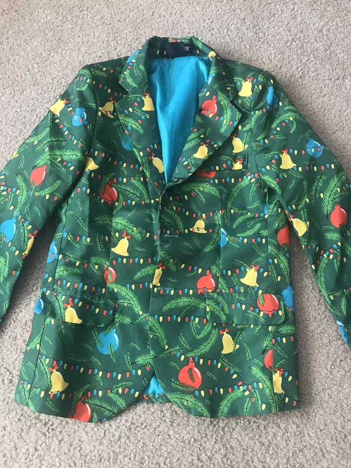Suitmeister Jacket Med 8-10 yrs Old Happy Holidays Sport Coat Festive Christmas - Image 2 of 4