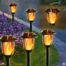 Dynaming 6-Pack Solar Flickering Flame Lights - Waterproof Auto On/Off Lanterns