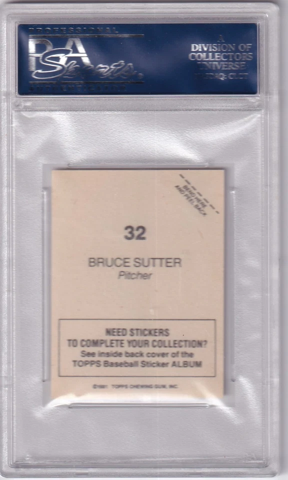 1981 Topps Stickers #32 Bruce Sutter PSA 10 - Imagem 2 de 2
