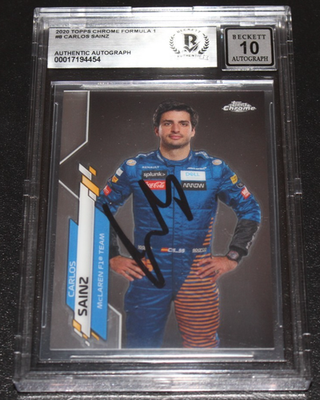 CARLOS SAINZ SIGNED 2020 TOPPS CHROME FORMULA 1 F1 #8 CARD RC 2