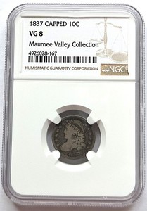 1837  10 Cents , NGC VG 8, nice silver coin         # 1044, #27-17