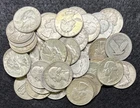 ROLL OF (40) 90% SILVER QUARTERS. $10 FACE VALUE. WASH. & SL. 25c. CIRCULATED
