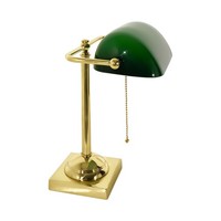 Bankerlampe Messing Glas 34 Cm Zugschalter GrüN E27 Schwenkbar Tischleuchte