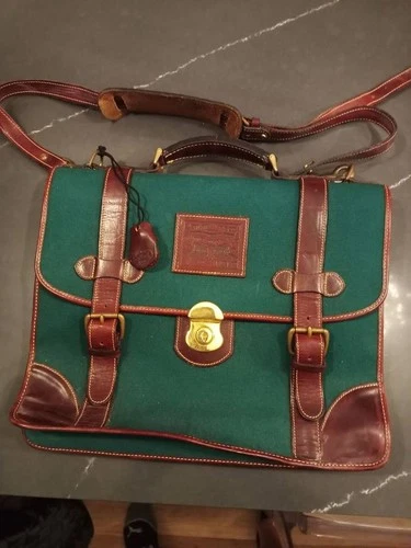 J. Holland & Co Vintage 80'S LEVI STRAUSS CORP Leather Canvas Shoulder Bag +Key