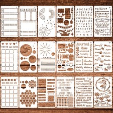 18 Pcs 4x7 Inch Journal Stencils Set, Journaling Planner 7 x 4 inches, milky