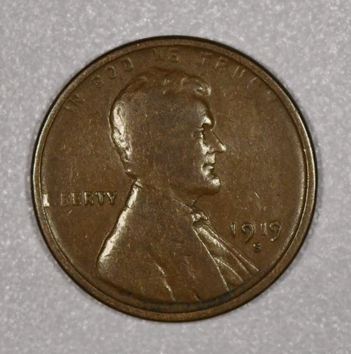 1919-S "Lincoln" Bronze One-Cent Coin, Fine